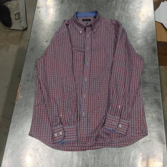 Excellent Condition Nautica Red/Blue Plaid Men's Dress Shirt Size L 16.5 32/33 - Picture 1 of 4